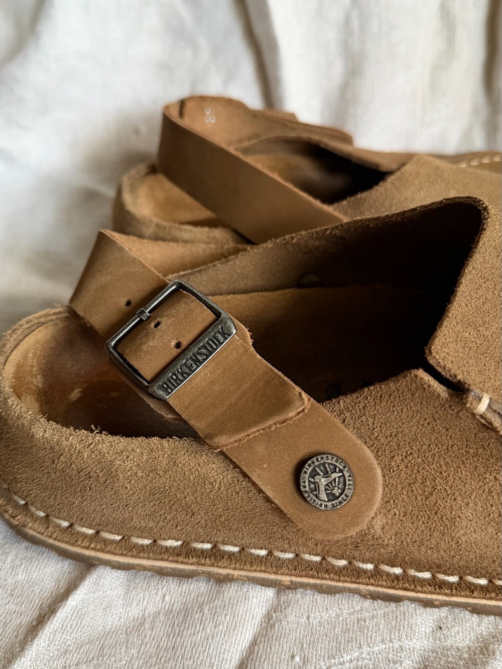 Birkenstock Lutry Suede Clog in Tan - Picture 3 of 7